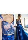 Two Pieces Blue Graduation Dresses Evening Wear