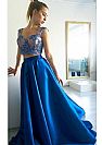 Two Pieces Blue Graduation Dresses Evening Wear