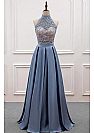 Sexy Blue Halter A-Line Evening Dresses 2018