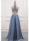 Sexy Blue Halter A-Line Evening Dresses 2018