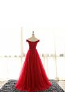 Simple Red Pleated Tulle Prom Evening Dress