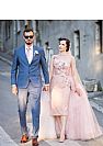 Dusty Pink Evening Dresses with Flowers & Tulle Train