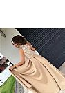 Champagne High Neck Satin Prom Dresses 2018