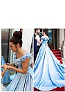 2018 Light Blue Prom Dresses with Handmade Flowers