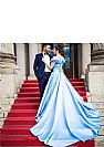 2018 Light Blue Prom Dresses with Handmade Flowers