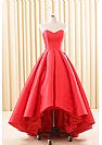 Red Hi Low Prom Homecoming Dress with Pleats