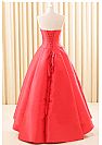 Red Hi Low Prom Homecoming Dress with Pleats
