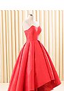 Red Hi Low Prom Homecoming Dress with Pleats