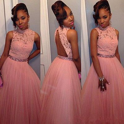 Beautiful Pink Tulle Prom Dresses Evening Wear