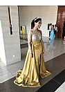 2018 Gold One Shoulder Prom Gowns Side Split