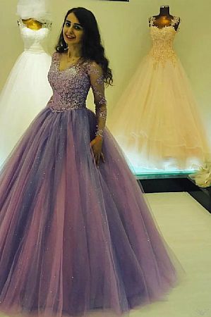 Saudi Arabian Lavender Ball Gown Prom Dresses Pageant Wear