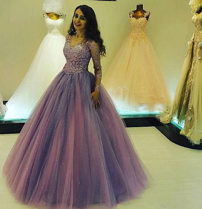 Saudi Arabian Lavender Ball Gown Prom Dresses Pageant Wear