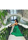 Green Applique Hi Low Halter Evening Dresses with Ruffles