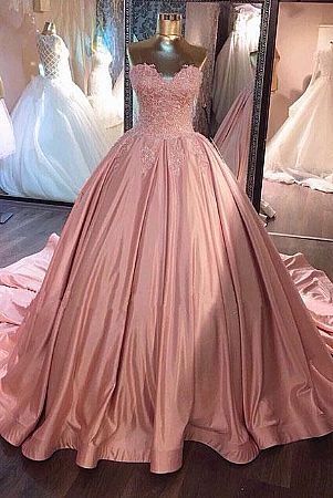 Sweet Pink Ball Gown Prom Evening Dresses