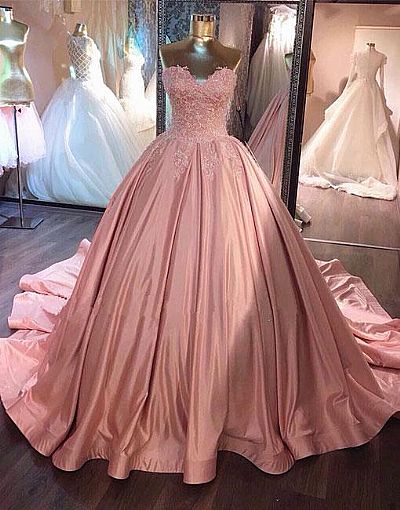 Sweet Pink Ball Gown Prom Evening Dresses