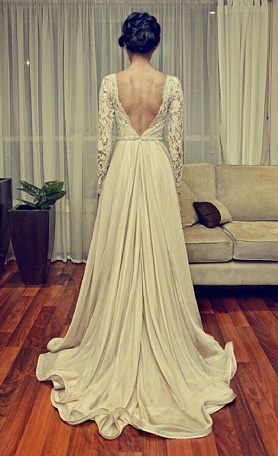 Fashionable Backless Long Sleeves Formal Evening Dress
