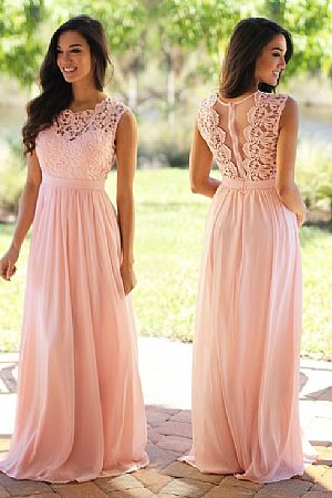 Elegant Pink Bridesmaid Dress Formal Evening Gowns