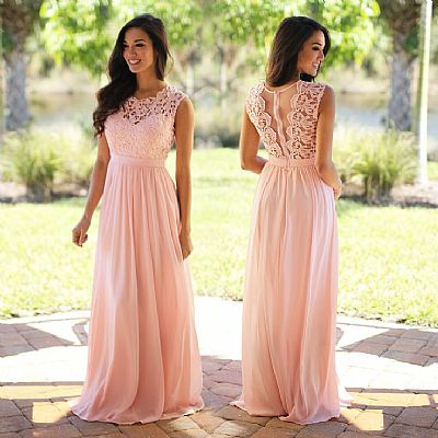Elegant Pink Bridesmaid Dress Formal Evening Gowns