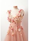 Pink Tulle Graduation Dress with Flower Prom Evening Dress