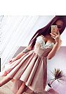 Pretty Pink and White Hi Low Draped Homecoming Dress