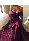 Dark Red A-line Prom Evening Dress Off the Shoulder