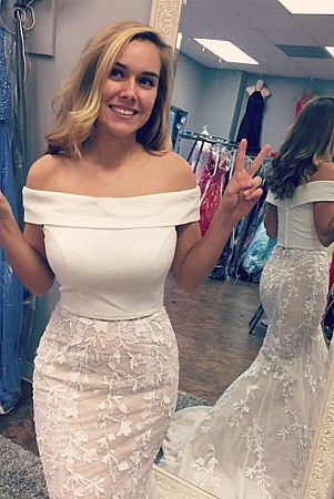 Off Shoulder Two Piece Mermaid Prom Evening Dress