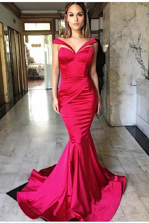 Stunning Red Mermaid Prom Evening Dress Celebrity Gowns