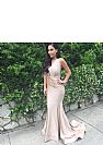 Sexy Ruched Nude Mermaid Prom Bridesmaid Dress
