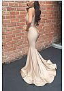 Sexy Ruched Nude Mermaid Prom Bridesmaid Dress