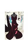 Sweetheart Burgundy Velvet Hi-low Evening Dress with Ruffles