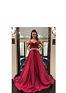 Two Pieces Burgundy Evening Dresses with Straps