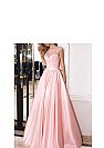 Fashionable Pink Satin Wedding Party Gowns Lace Up
