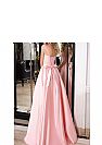 Fashionable Pink Satin Wedding Party Gowns Lace Up