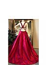 Deep V-Neck Pleated Burgundy Evening Dresses