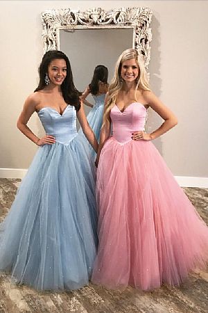 Princess Sweetheart Beaded Tulle Prom Dresses