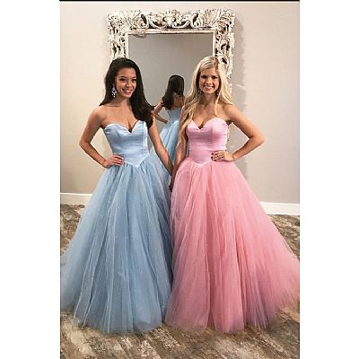 Princess Sweetheart Beaded Tulle Prom Dresses