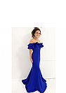 Off the Shoulder Royal Blue Ruffled Evening Dress