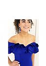 Off the Shoulder Royal Blue Ruffled Evening Dress