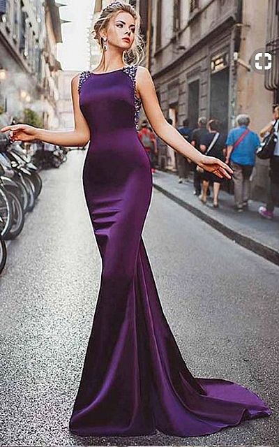 Sexy Beaded Grape Mermaid Evening Dresses