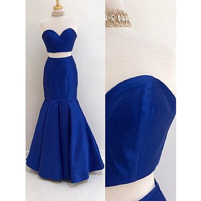 Two Pieces Sweetheart Blue Evening Dresses