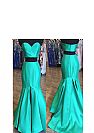 Two Pieces Sweetheart Blue Evening Dresses