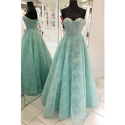 Sweetheart Mint Organza Prom Dresses