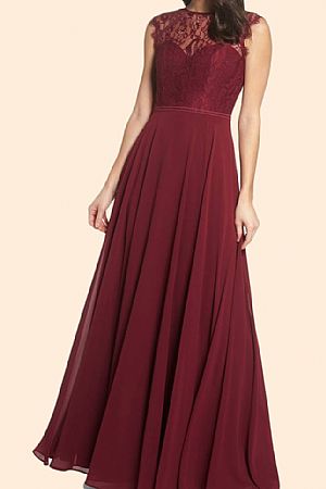 Burgundy Long Chiffon Bridesmaid Dresses