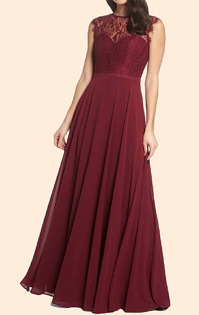 Burgundy Long Chiffon Bridesmaid Dresses