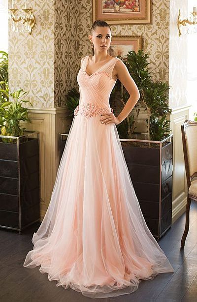 Lace Up Pink Tulle Bridesmaid Dresses Evening Gowns