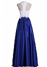 Two Pieces Blue Halter Evening Dresses with White Bodice