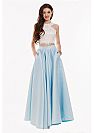 Two Pieces Blue Halter Evening Dresses with White Bodice