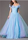 Cinderella Blue Tulle Ball Gowns Off the Shoulder