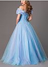 Cinderella Blue Tulle Ball Gowns Off the Shoulder