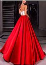 Stunning Two Pieces White and Red Halter Evening Dresses